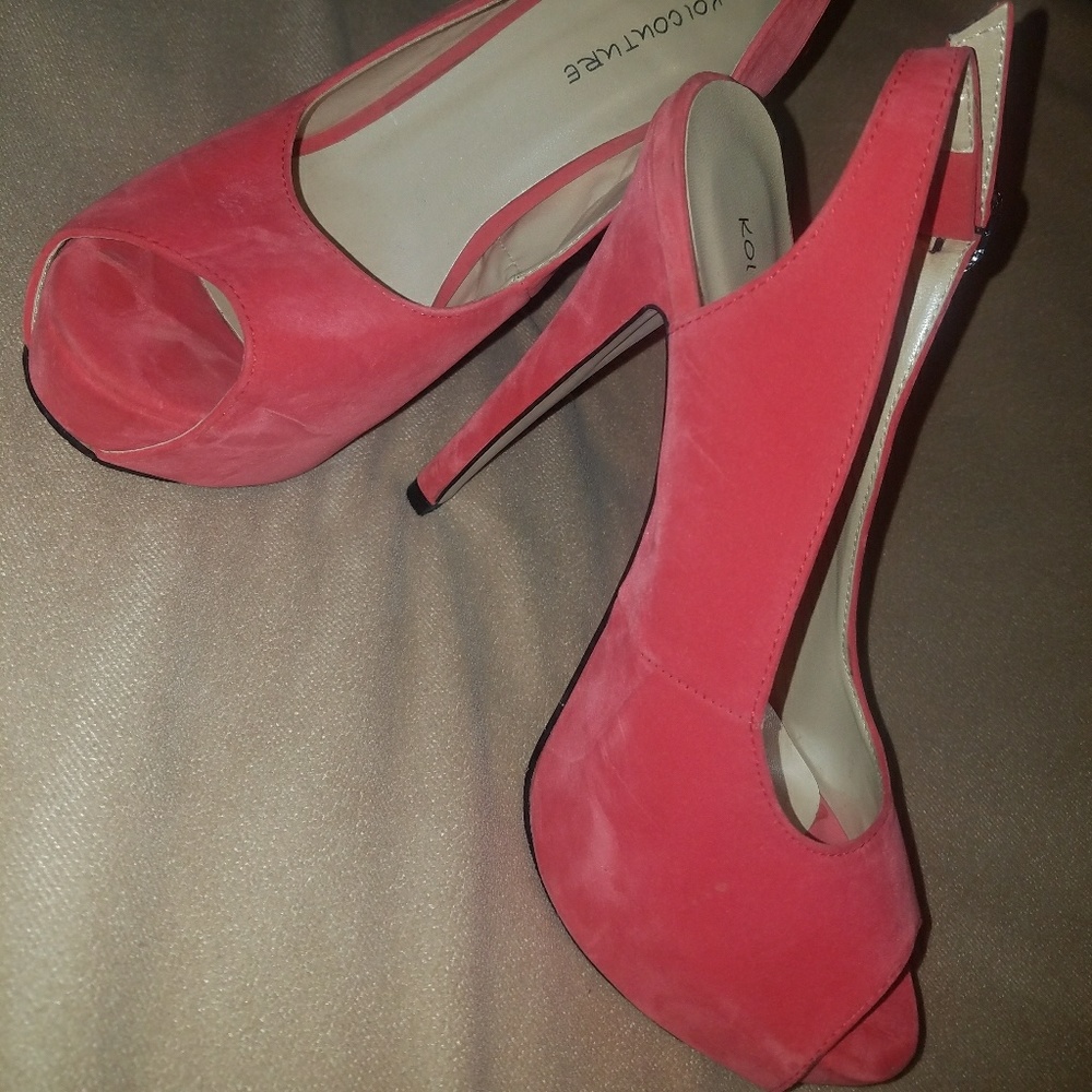 Salmon Open Toe Stilettos